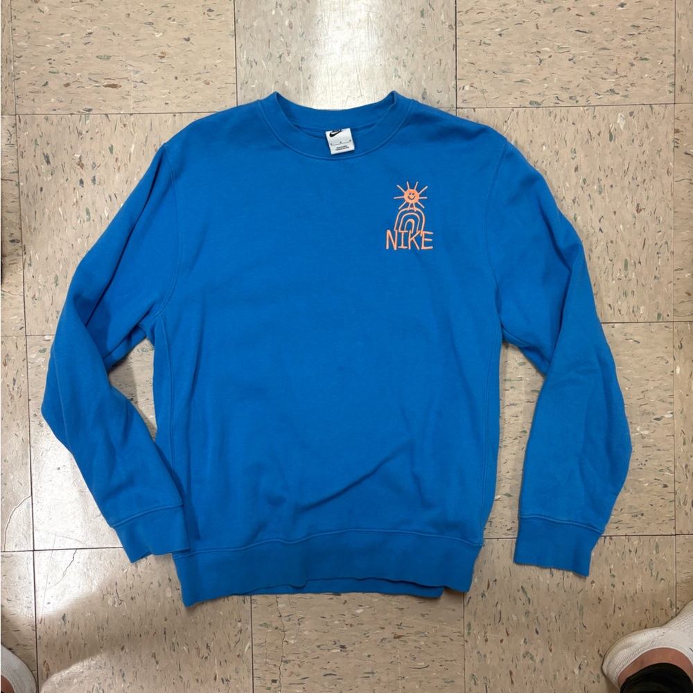 Nike Blue Sweatshirt with Orange Logo
